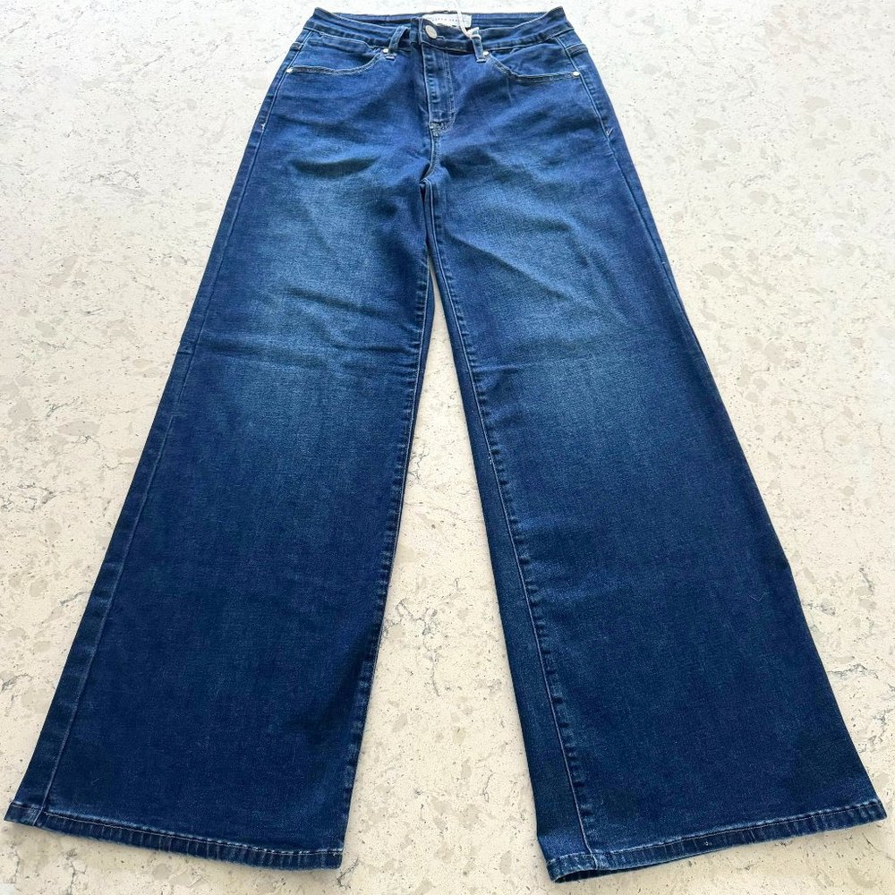 NWT Risen Women's Size 5/27 Wide Leg Dark Blue Jeans, 32" Inseam